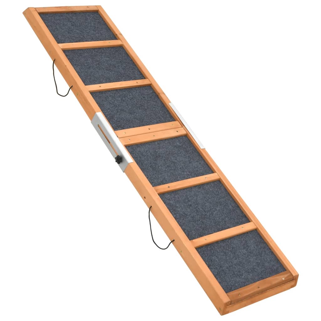 Hunderampe Grau 100x40 cm Massivholz Tanne