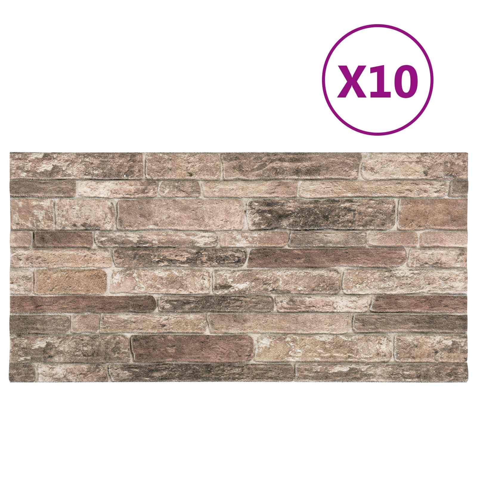 Wandpaneele 10 pcs Ziegel 100 x 50 cm EPS-Schaum