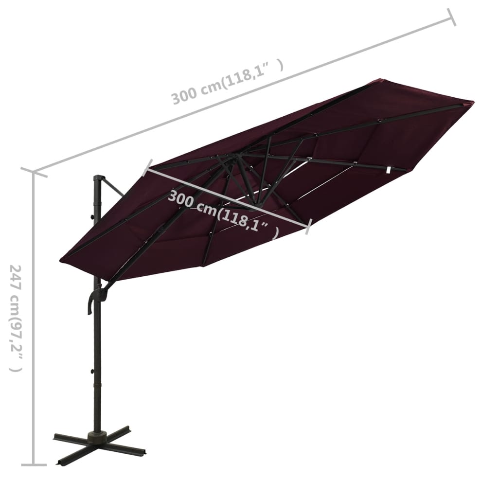 Sonnenschirm mit Aluminium-Mast 4-lagig Sandfarben 3x3 m