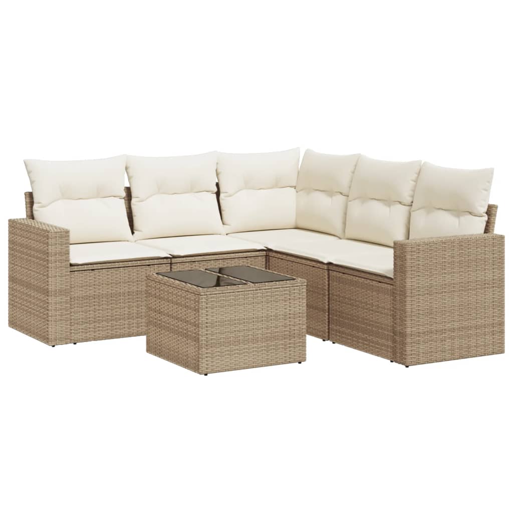 5-tlg. Garten-Sofagarnitur mit Kissen Schwarz Poly Rattan