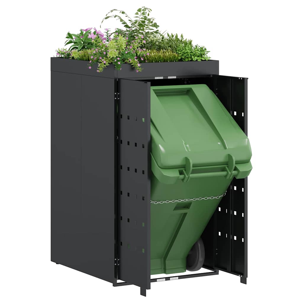 Mülltonnenbox für 2 Tonnen Schwarz 138x79x117 cm Stahl