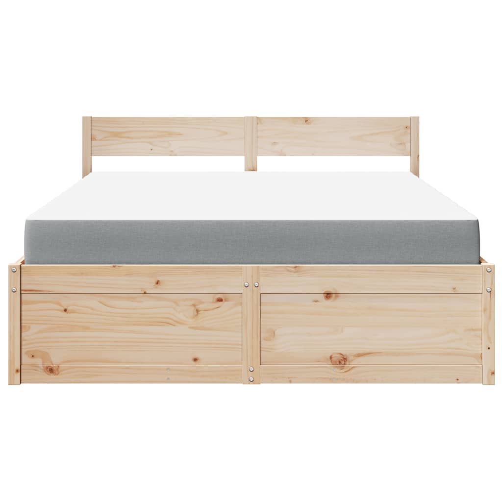 Bett mit Schubladen und Matratze 200x200 cm Massivholz Kiefer