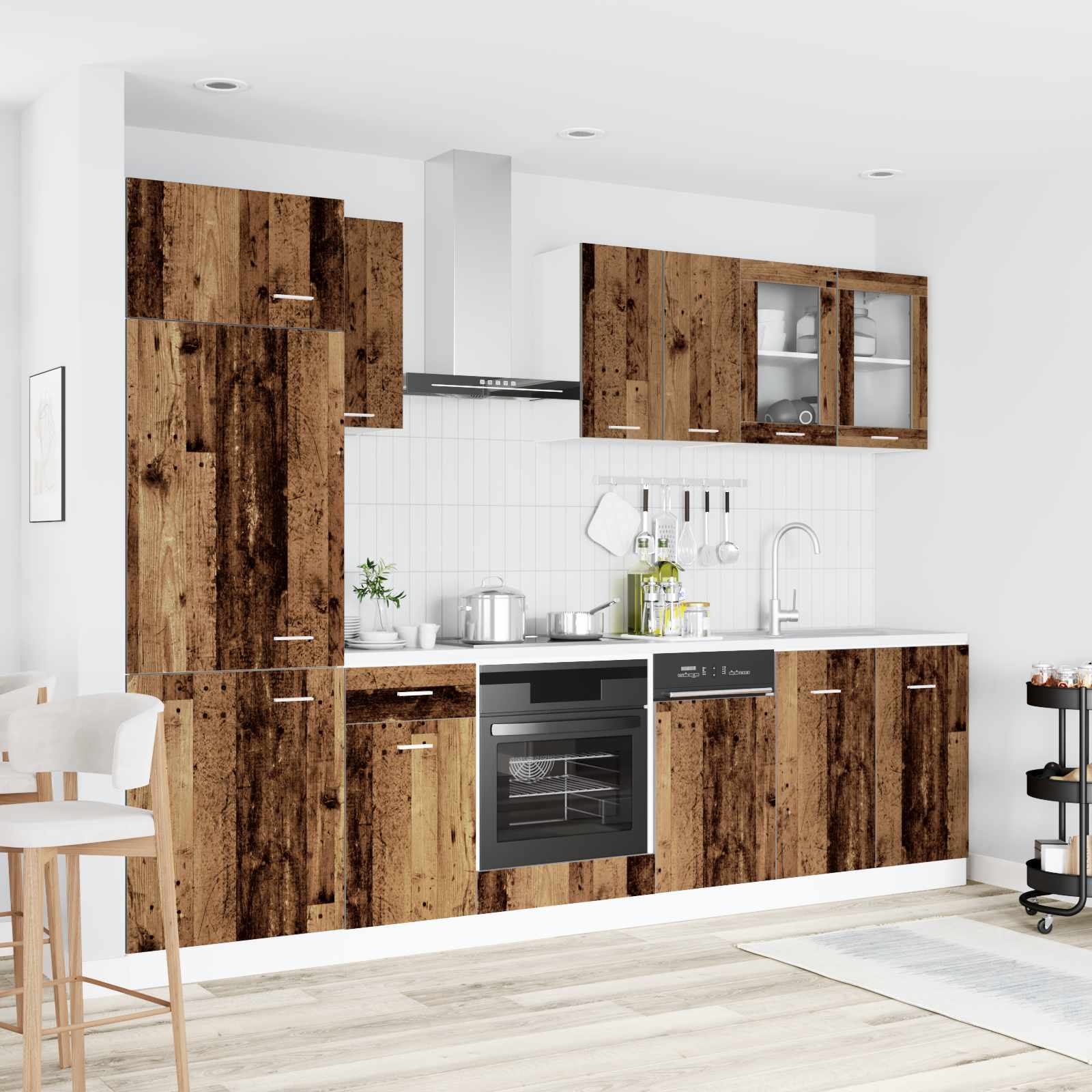 8-tlg. Küchenzeile Lyon Weiß Holzwerkstoff