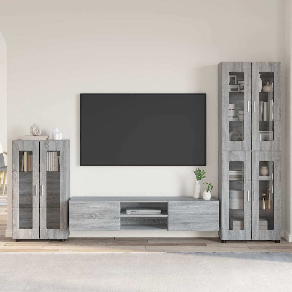 Highboard mit Regal FLORIN Weiß 60 x 35 x 182 cm Holzwerkstoff