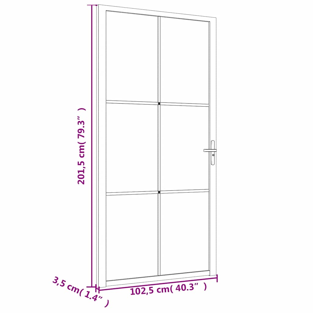 Innentür ESG Glas und Aluminium 76x201,5 cm Schwarz