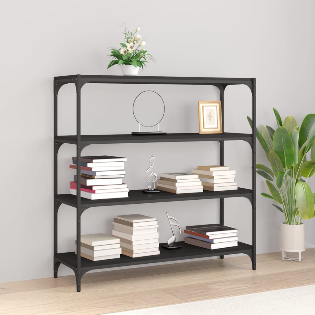 Bücherregal Schwarz 40x33x70,5 cm Holzwerkstoff und Stahl