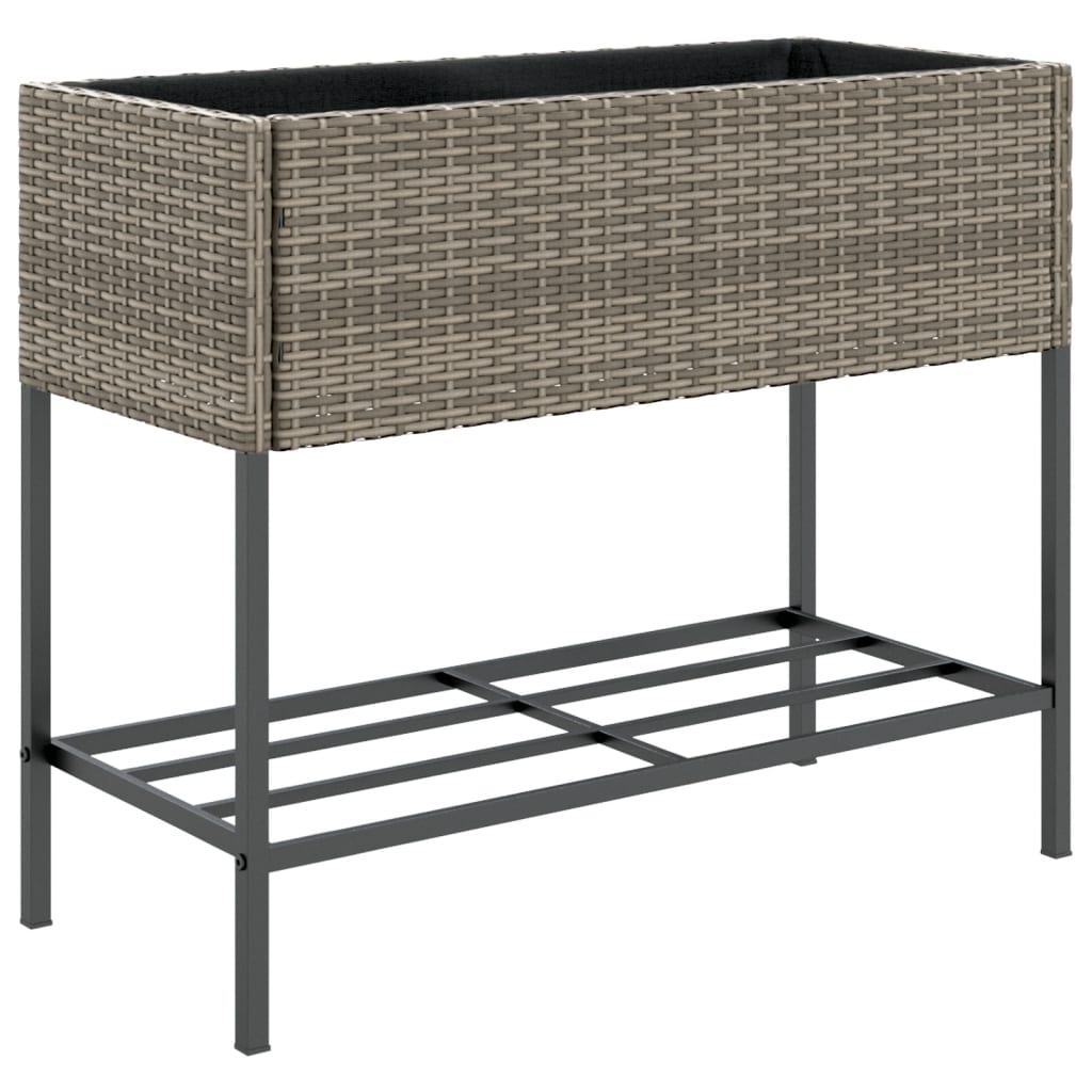 Hochbeete mit Ablage 2 Stk. Schwarz 70x28x70 cm Poly Rattan