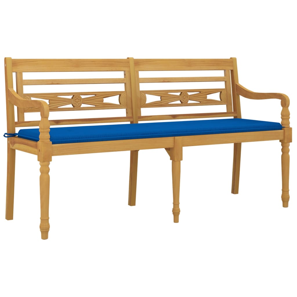 Batavia-Gartenbank mit Anthrazit Kissen 120 cm Teak Massivholz