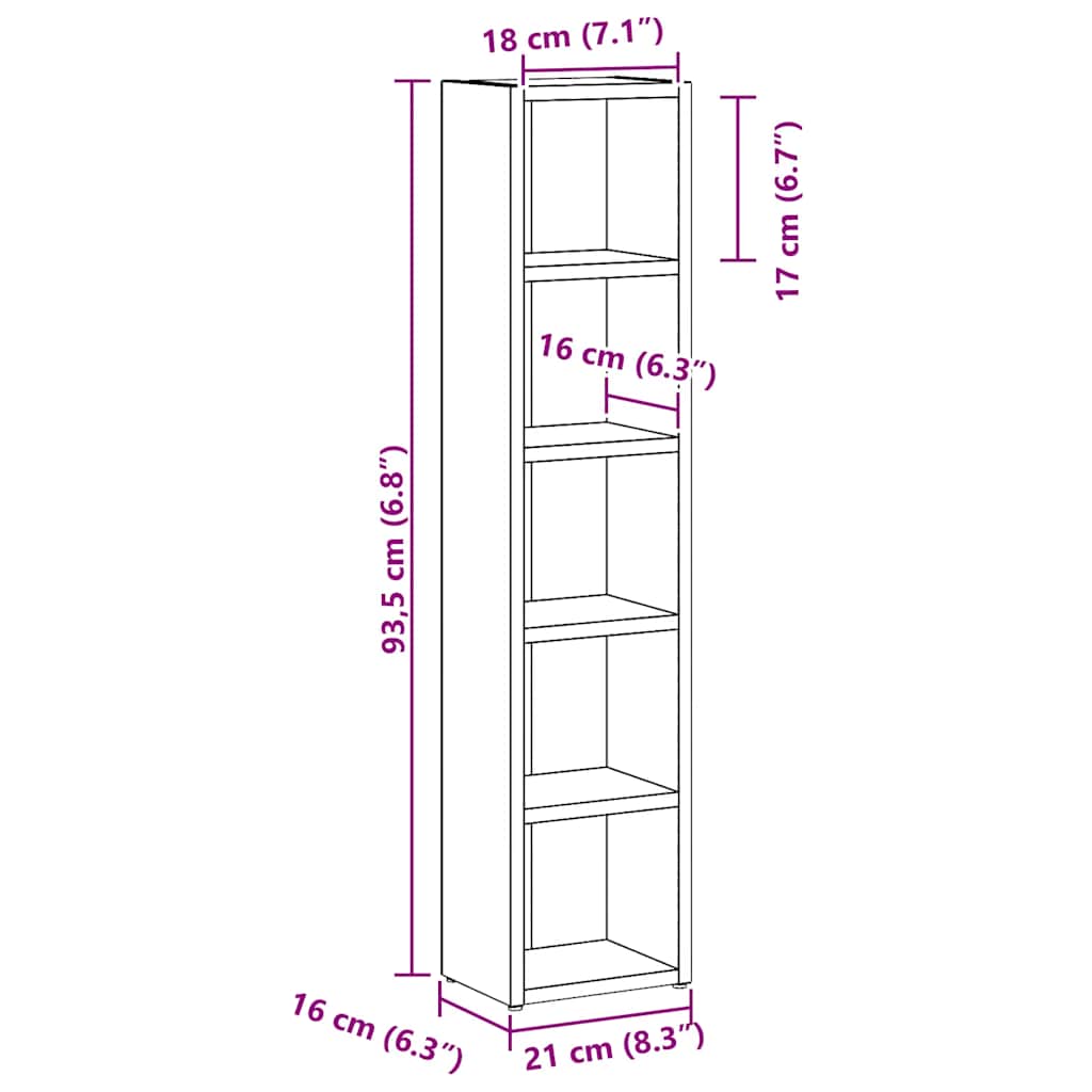 CD-Regale 2 Stk. Weiß 21x16x93,5 cm Holzwerkstoff