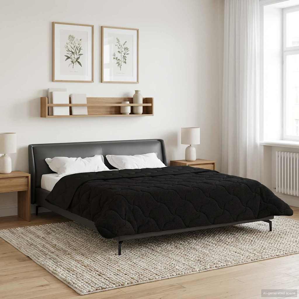 Sommerdecke Anthrazit 135 x 200 cm Mikrofaser und Teddy-Fleece
