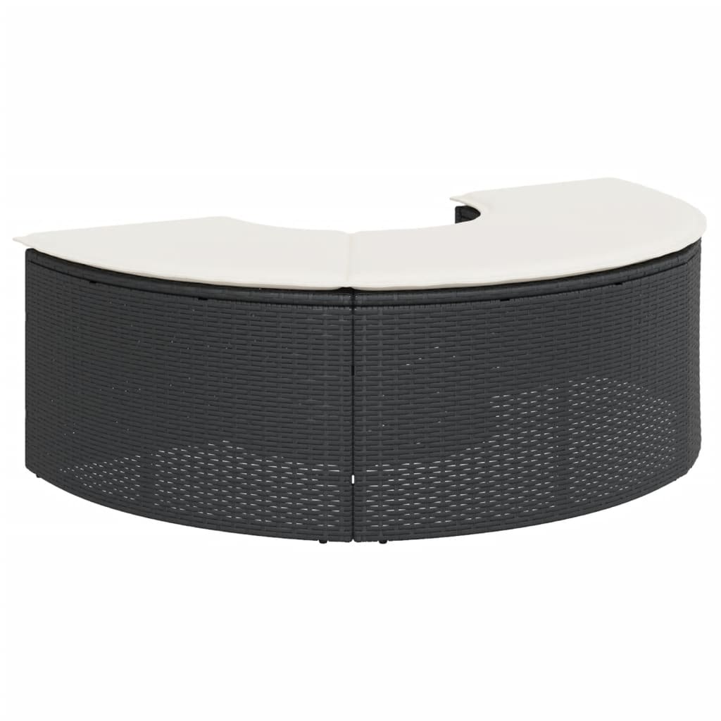 Gartenhocker mit Kissen Grau Poly Rattan