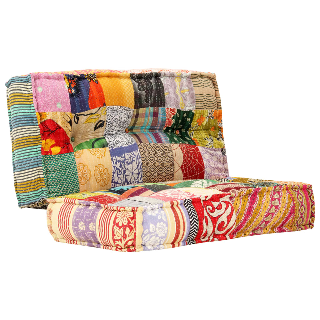 2-Sitzer Modularer Pouf Patchwork Stoff