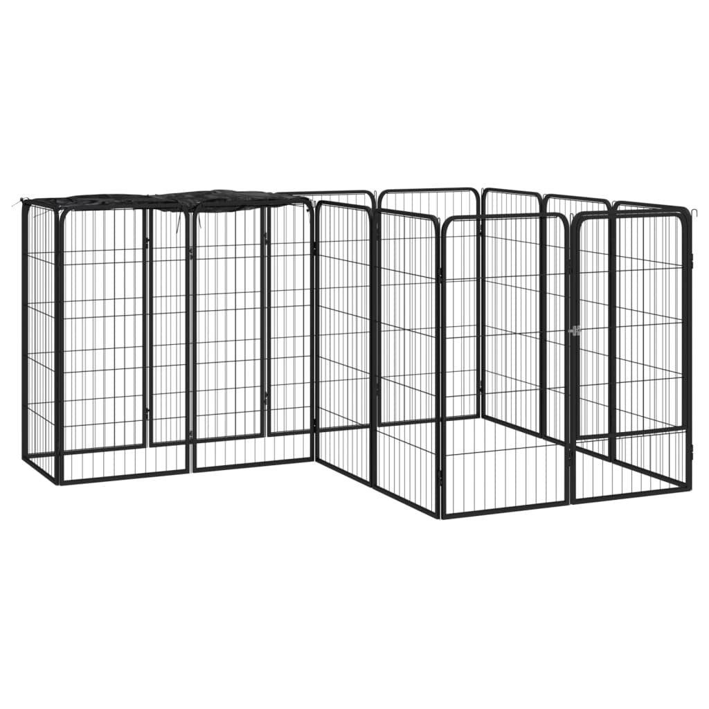 6-tlg. Hundelaufstall Schwarz 50x100cm Stahl Pulverbeschichtung