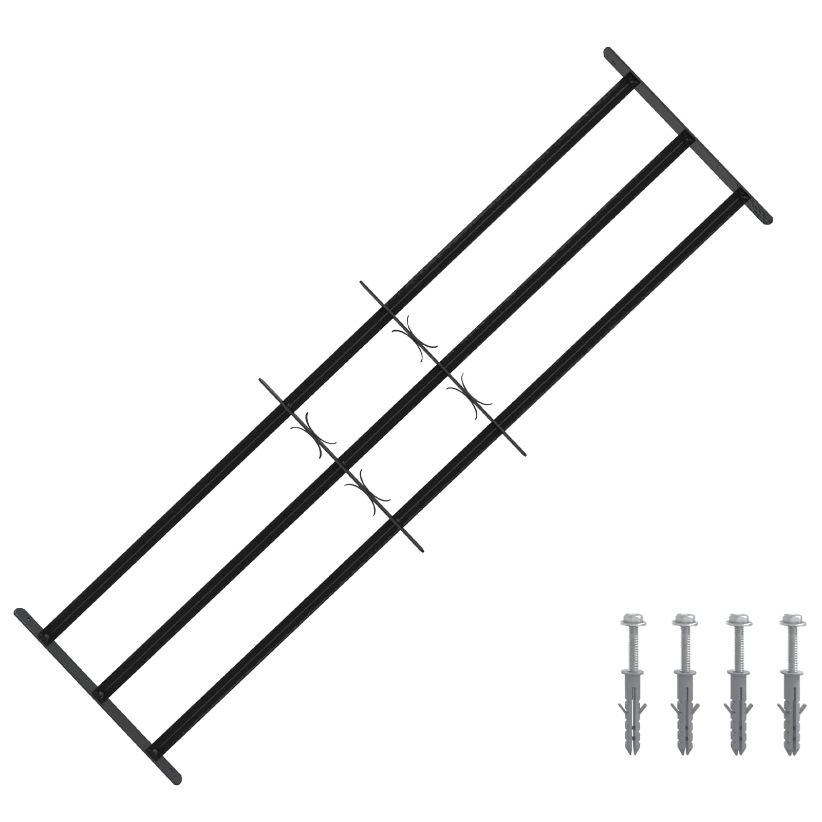 Fenstergitter 76 x 30 cm Pulverbeschichteter Stahl Schwarz