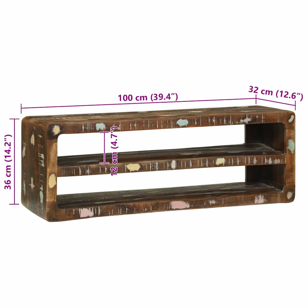 TV-Schränk mit Regal Braun 60 x 32 x 36 cm Massivholz Mango