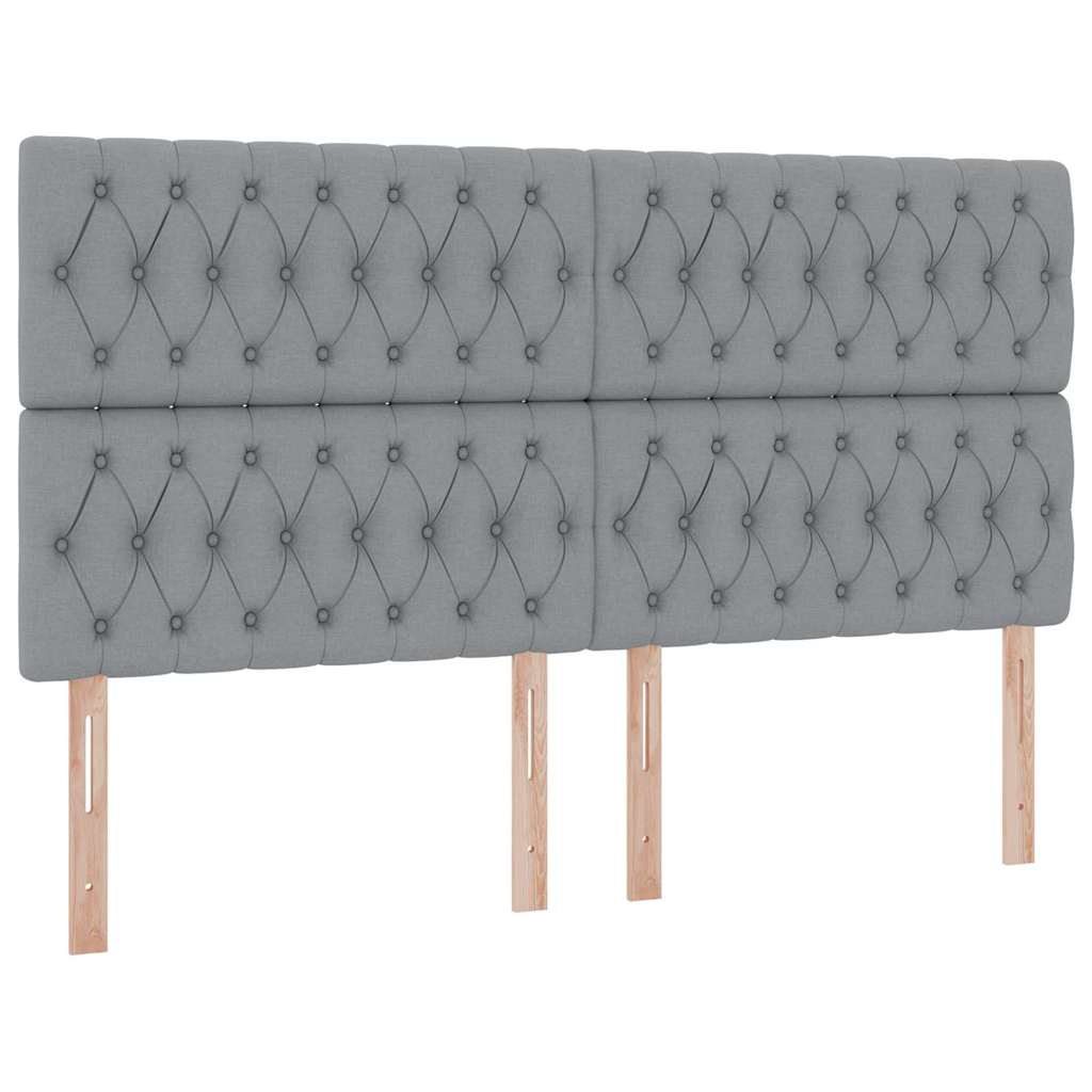 Aufbewahrungsbett mit Kopfteil Hellgrau 180 x 200 cm Stoff