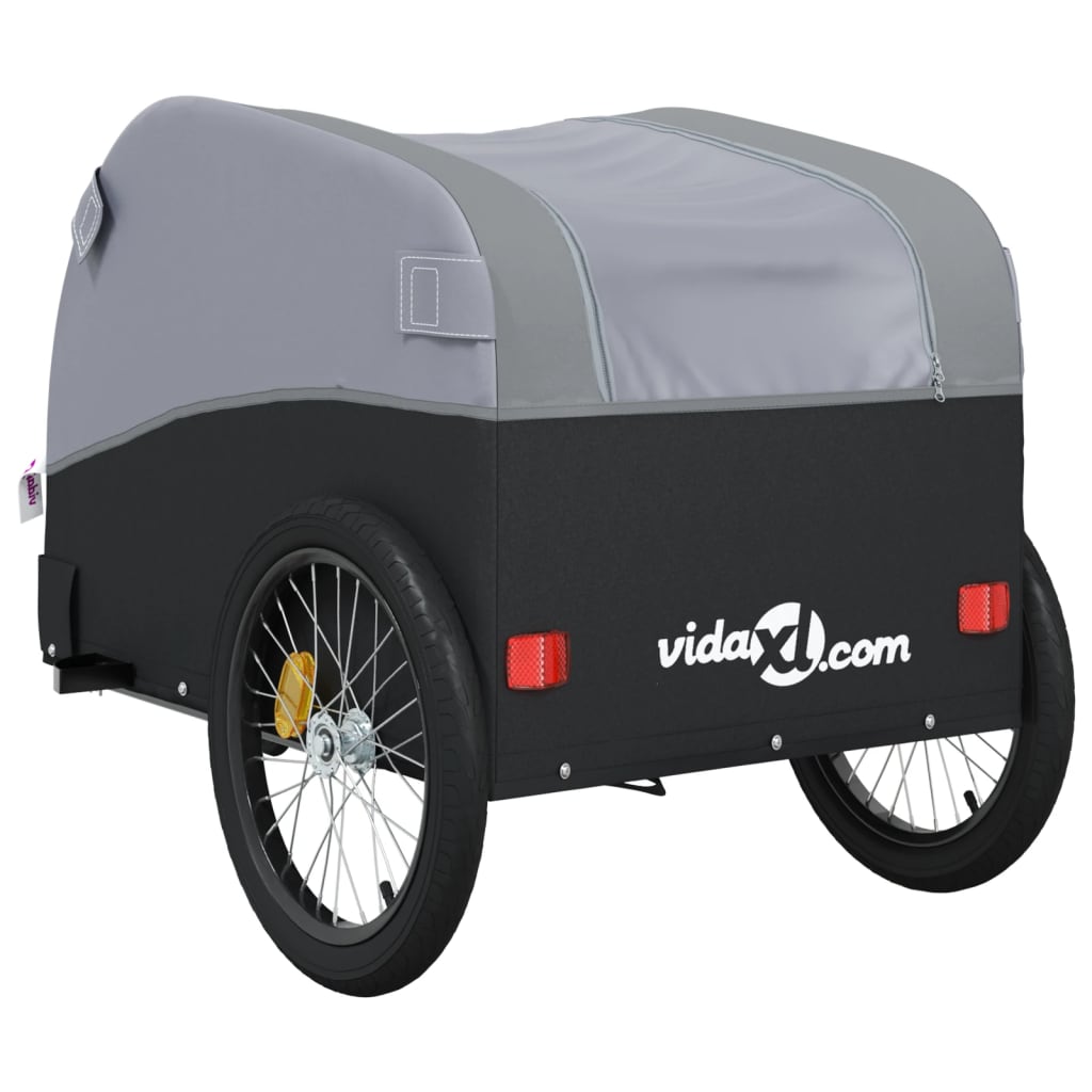 Fahrradanhänger Schwarz und Orange 30 kg Eisen