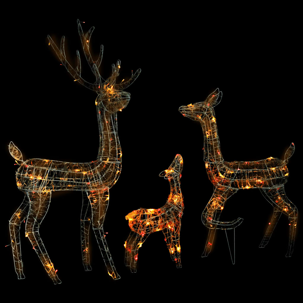 Rentierfamilie Weihnachtsdekoration Weiß und Silber 201 LEDs