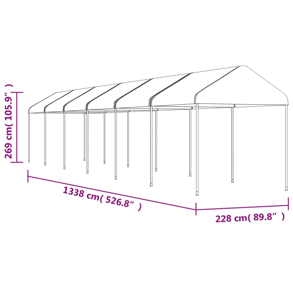 Pavillon mit Dach Weiß 4,46x2,28x2,69 m Polyethylen