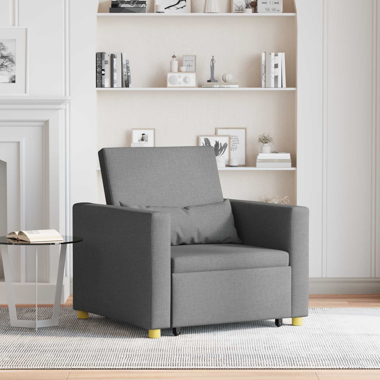 Ausziehbare Schlafcouch Einzel Hellgrau 90 x 165 x 87 cm Stoff