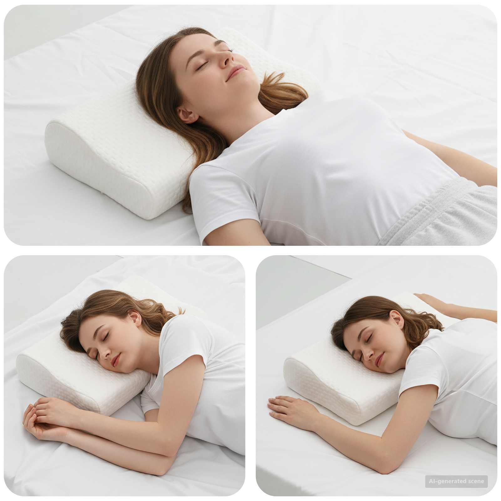 Schlafkissen Uni Weiß 60 x 37 x 12,5 cm Viscoschaum