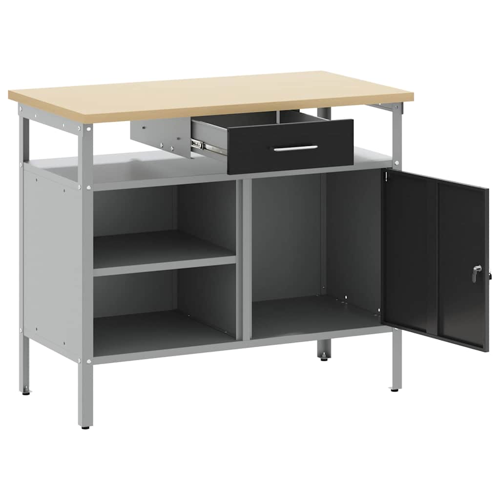 Werkbank mit Schubladen Schwarz und Grau 100 x 55 x 85 cm