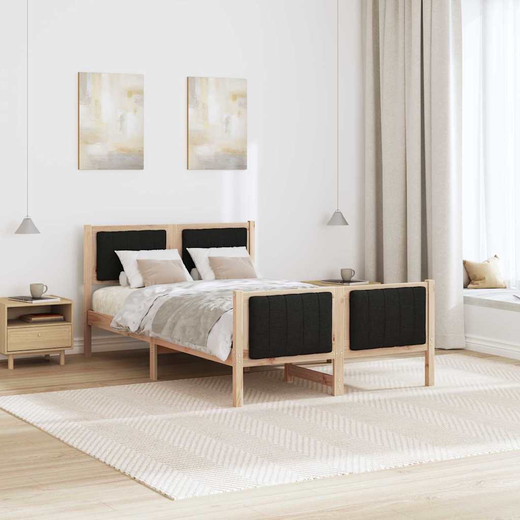 Bettgestell Braun und hellgrau 200 x 200 cm Massivholz Kiefer