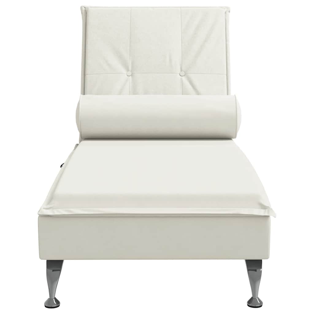 Massage-Chaiselongue mit Nackenrolle Hellgrau Samt