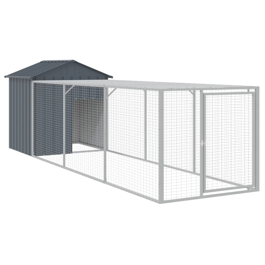 Hühnerkäfig mit Auslauf Anthrazit 117x201x123 cm Verzinkter Stahl