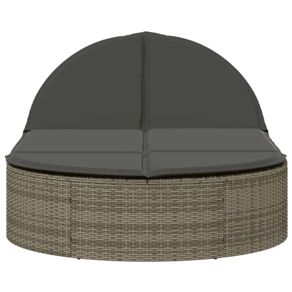 Doppel-Sonnenliege mit Kissen Schwarz Poly Rattan