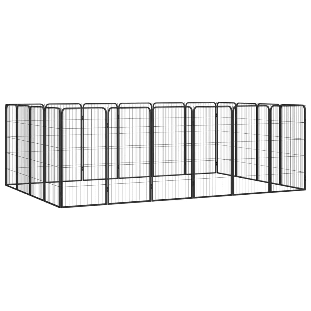 4-tlg. Hundelaufstall Schwarz 50x100cm Stahl Pulverbeschichtung