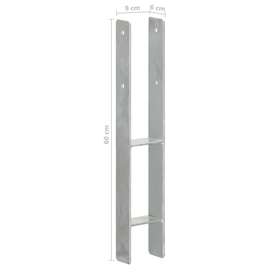Pfostenträger 6 Stk. Silbern 7×6×60 cm Verzinkter Stahl