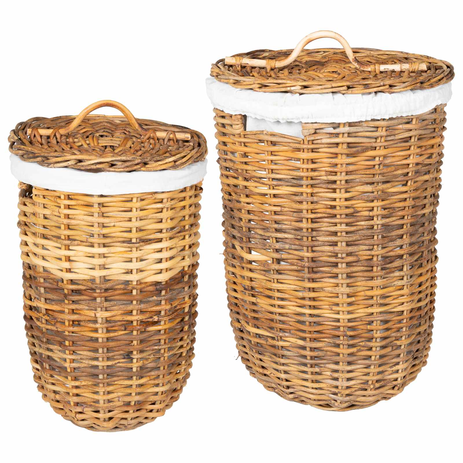 Wäschekorb mit Deckel 2 pcs Natürliches Grau Kubu Rattan