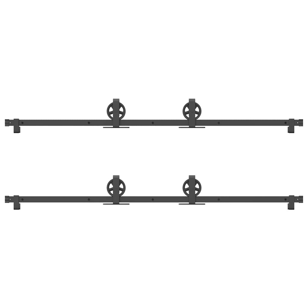 Schiebetürbeschlag-Set 366 cm Stahl Schwarz