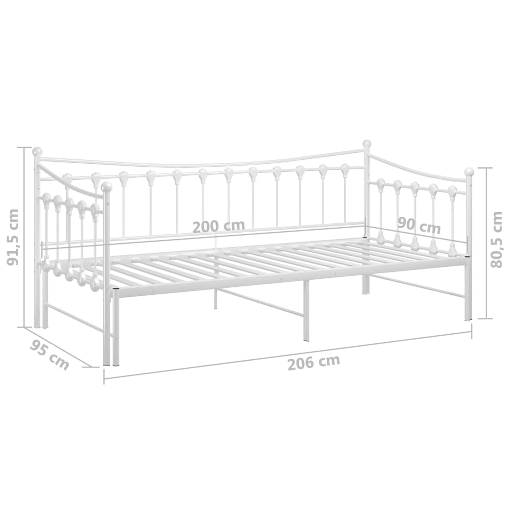 Ausziehsofa Bettgestell Schwarz Metall 90x200 cm