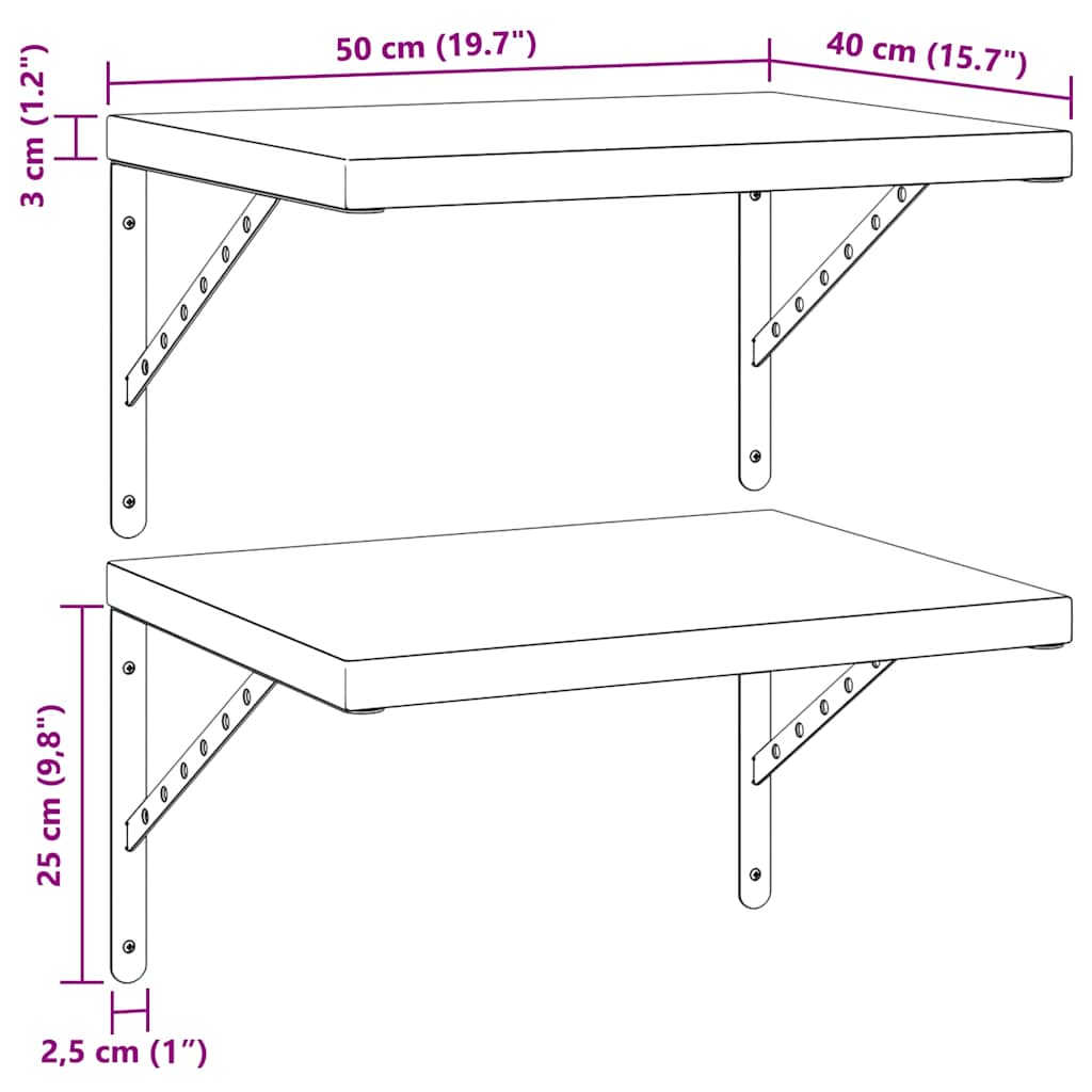 Wandregale 2 Stk. 100x40 cm Silbern Edelstahl