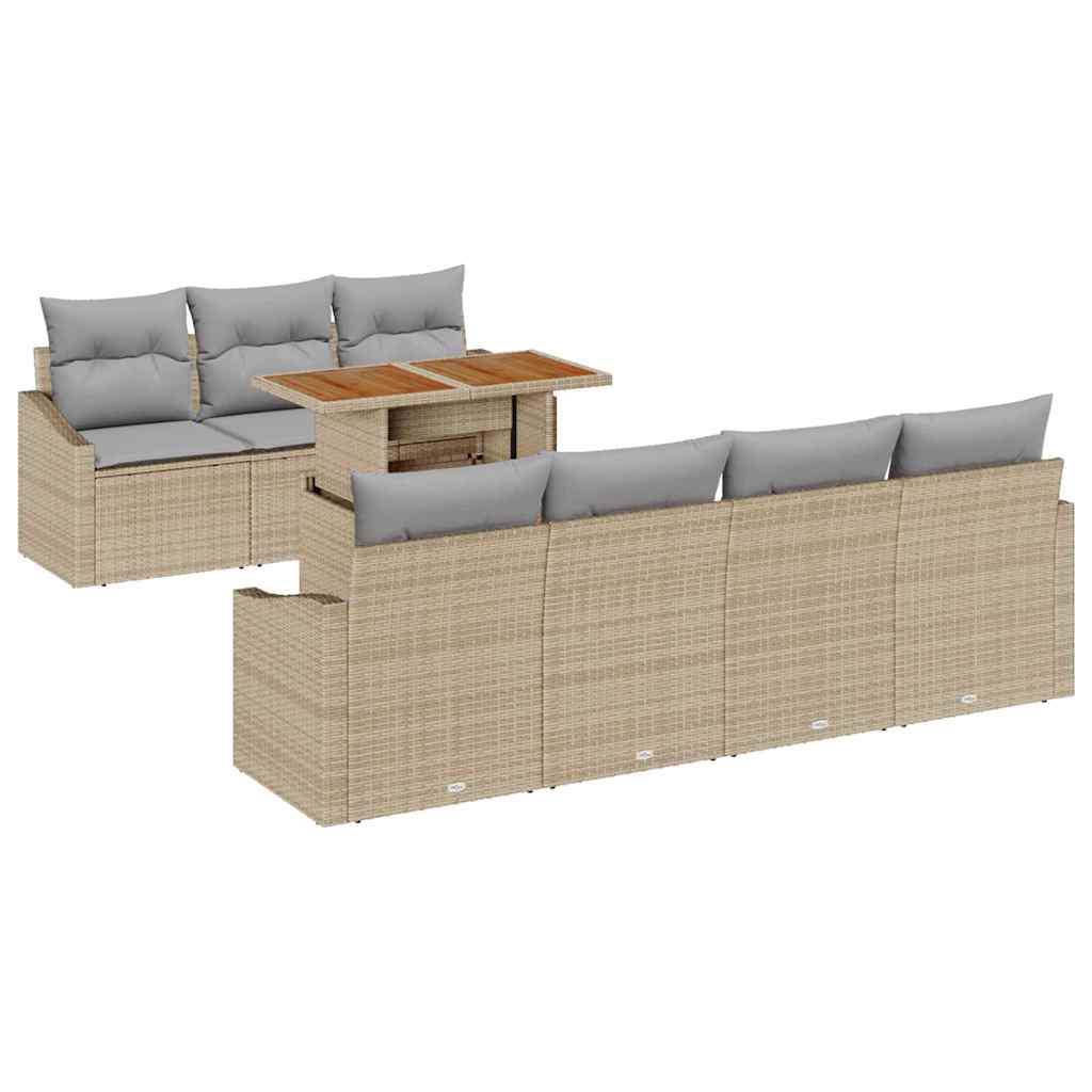Garten Essgruppe mit Kissen 8 pcs Schwarz und Creme
