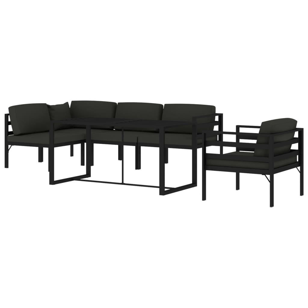 10-tlg. Garten-Lounge-Set mit Kissen Aluminium Anthrazit