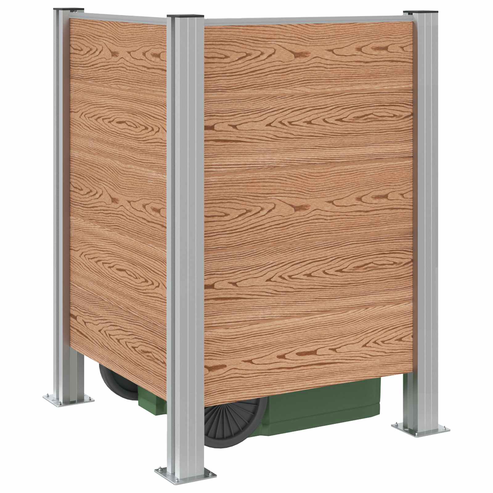 Mülltonnenzaun Braun 161 x 85 x 115 cm Aluminium und WPC