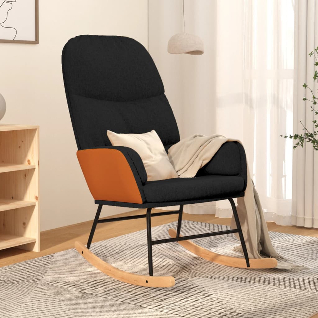 Schaukelsessel mit Hocker Dunkelgrau Stoff