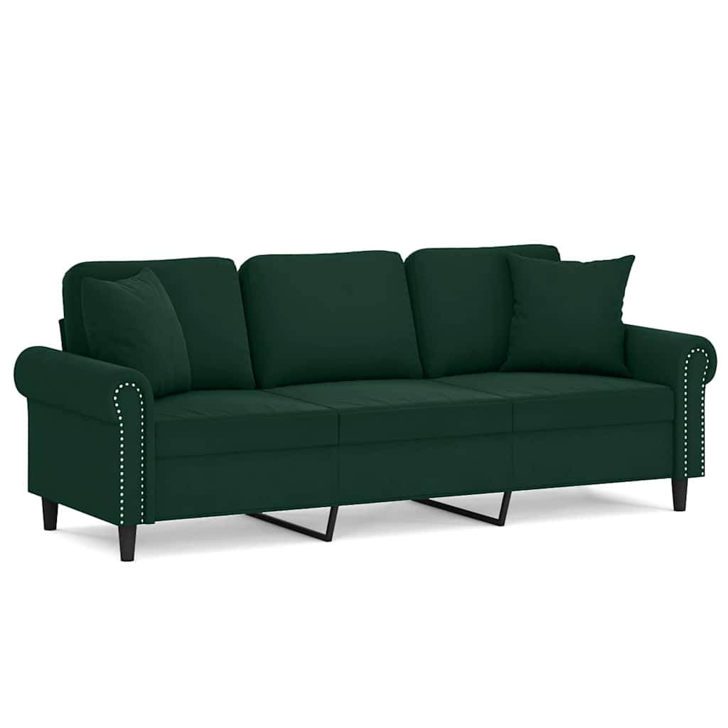 2-Sitzer-Sofa mit Zierkissen Dunkelgrün 120 cm Samt
