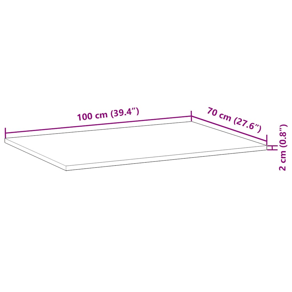 Tischplatte Rechteckig 60x50x2 cm Massivholz Akazie