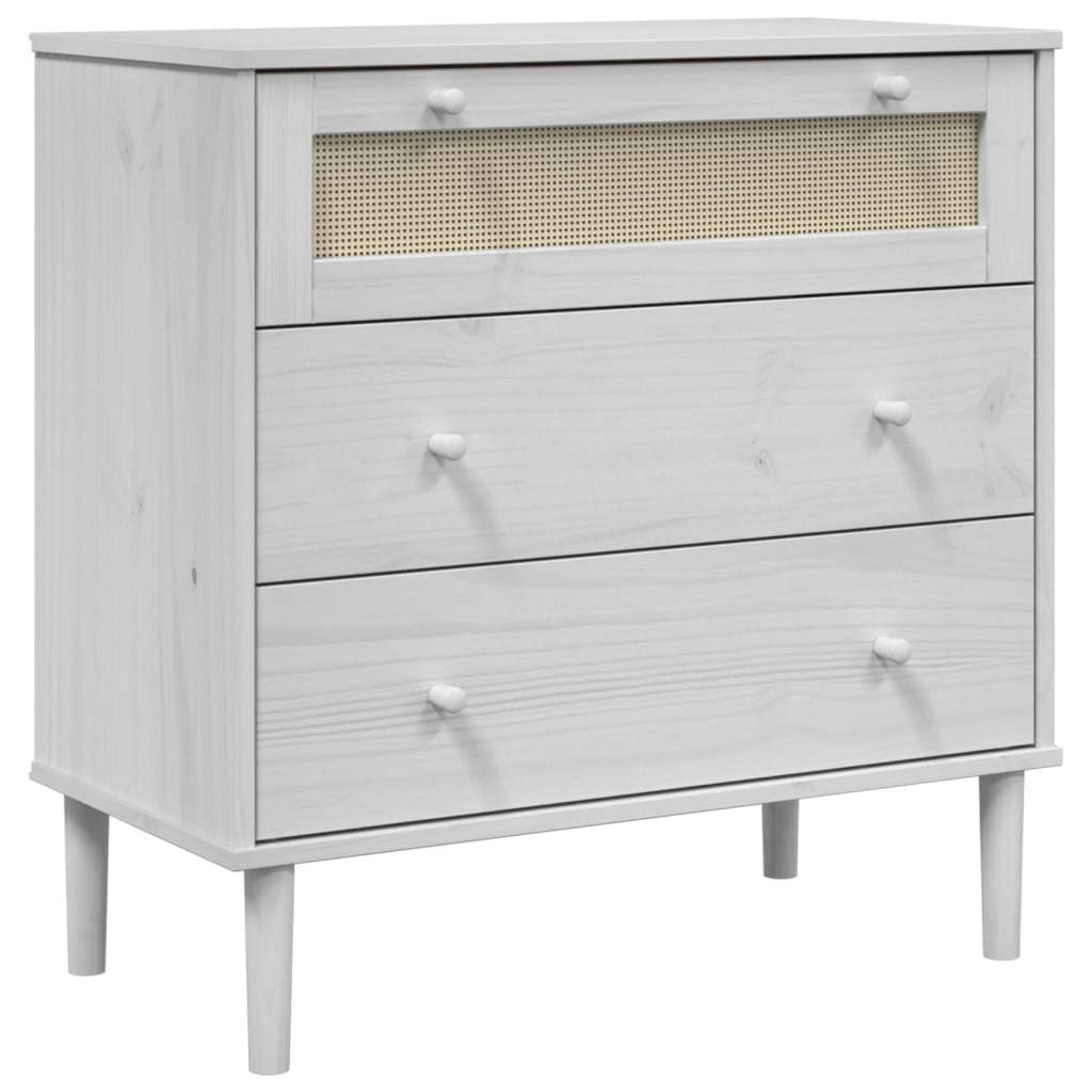 Schubladenkommode SENJA Rattan-Look Braun 80x40x80 Kiefernholz
