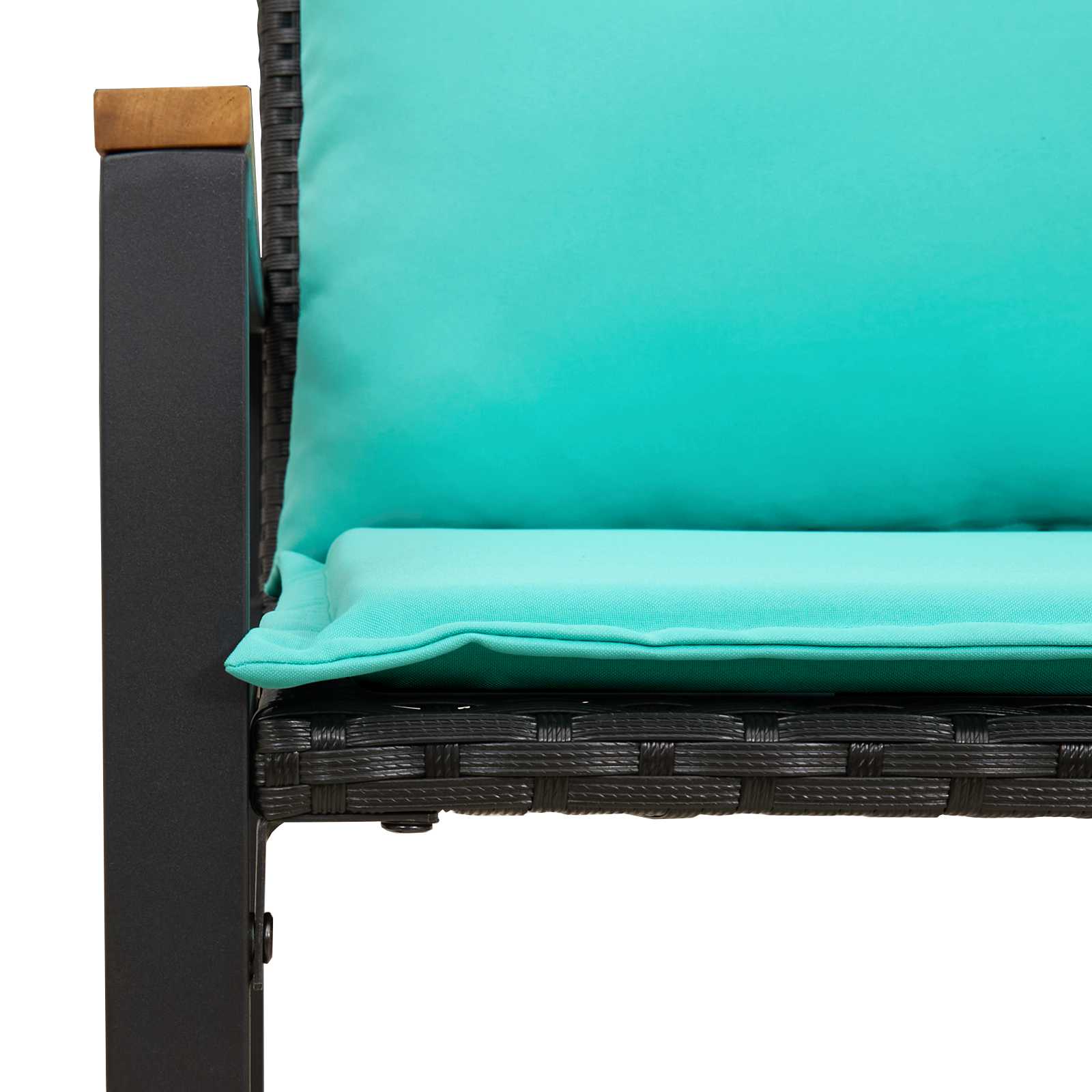 Bank mit Kissen Schwarz und Cremeweiß 115 x 65 x 72 cm Rattan