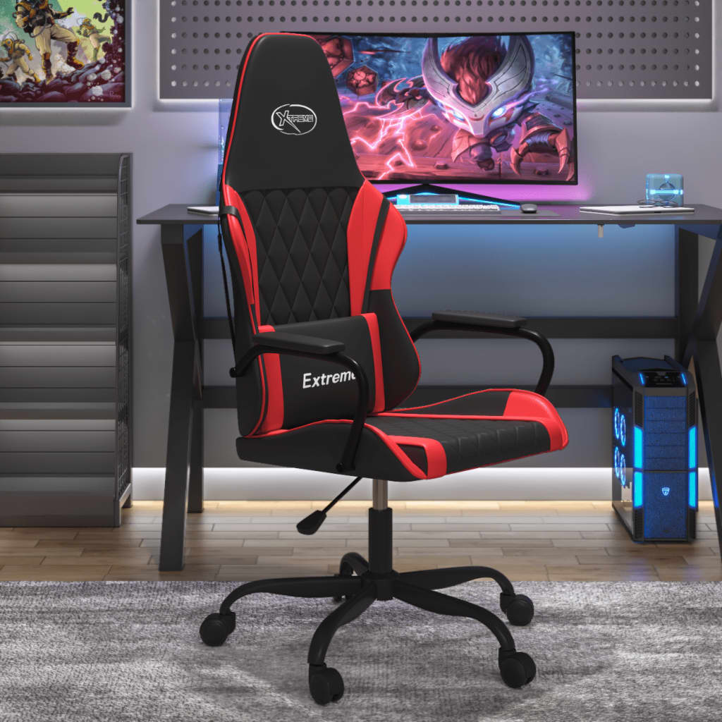 Gaming-Stuhl mit Massagefunktion Schwarz und Blau Kunstleder