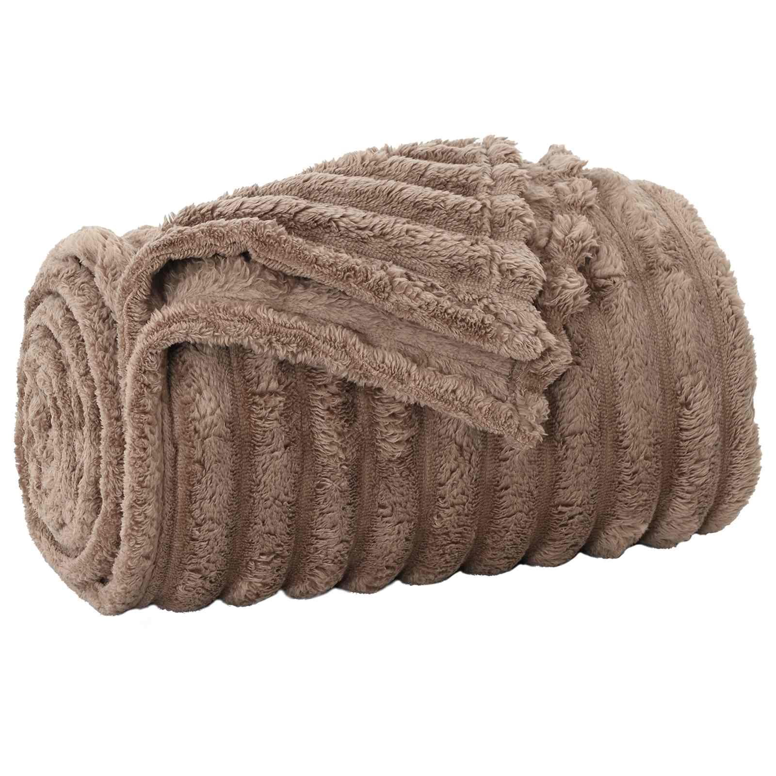 Überwurfdecke Beige 150 x 130 cm Fleece