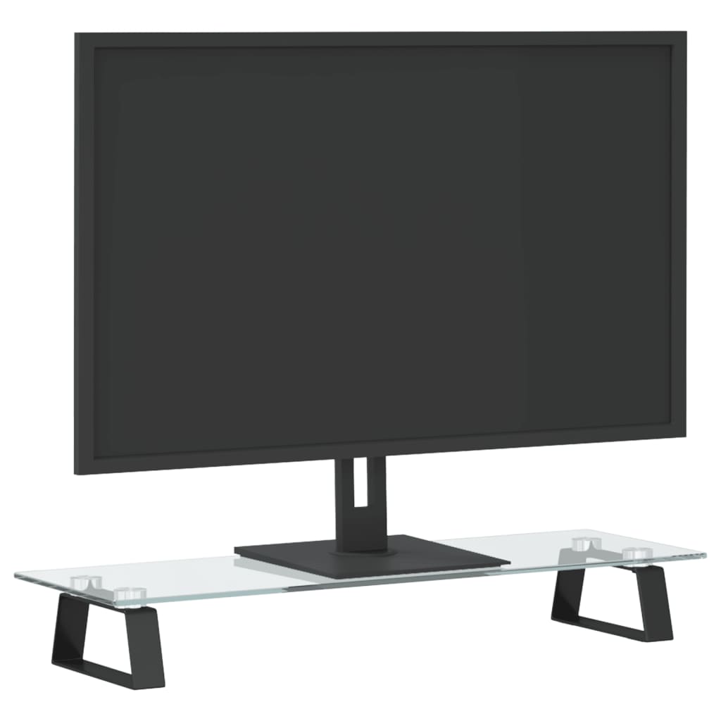 Monitorständer Weiß 60x20x8 cm Hartglas und Metall