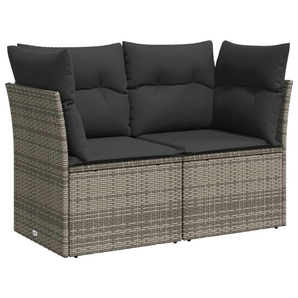 10-tlg. Garten-Sofagarnitur mit Kissen Beige Poly Rattan