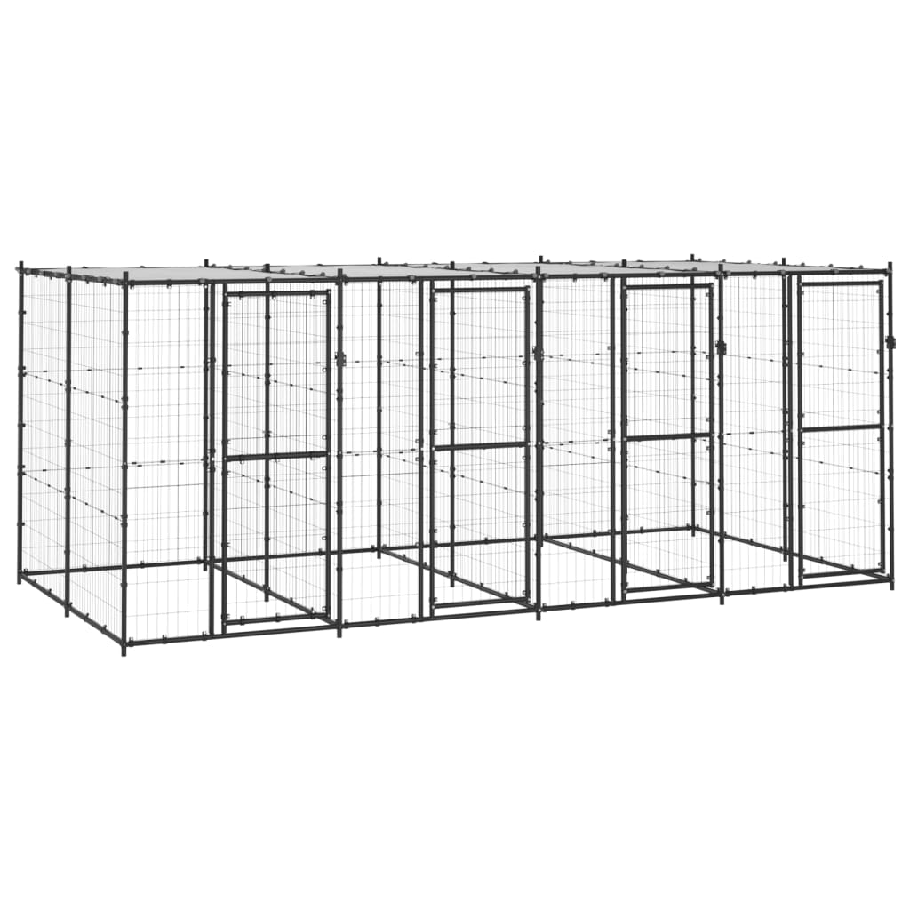 Outdoor-Hundezwinger Stahl mit Überdachung 110x220x180 cm