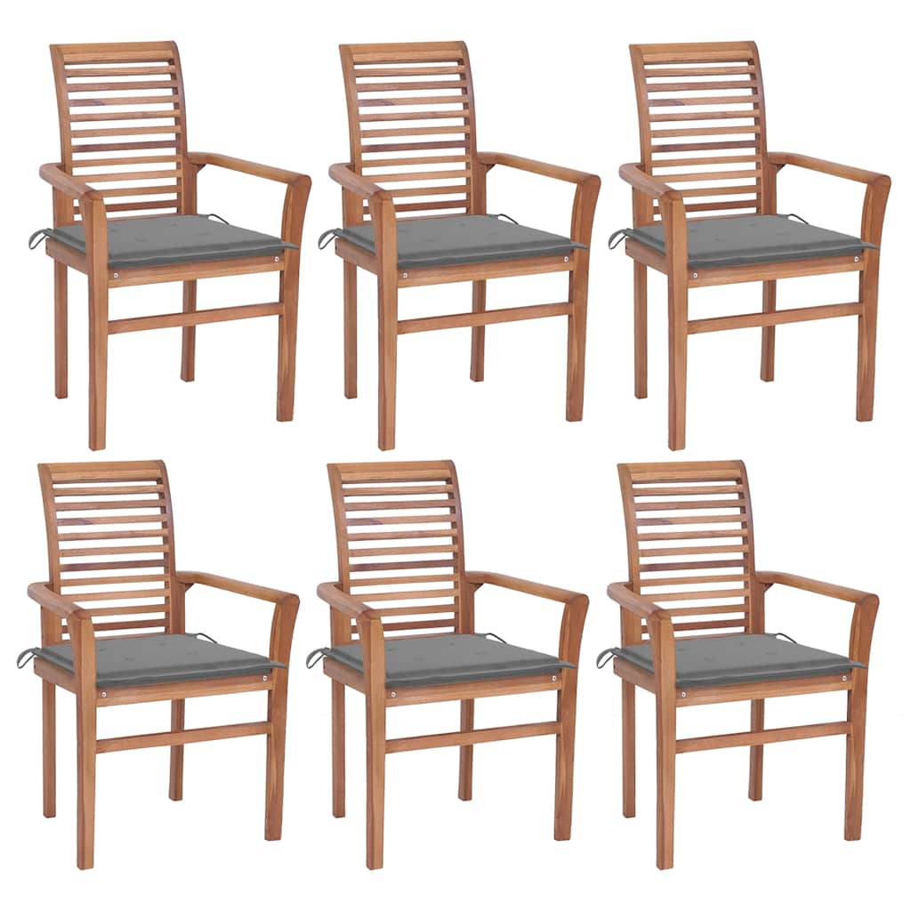 Essstühle 4 Stk. mit Anthrazit Kissen Massivholz Teak